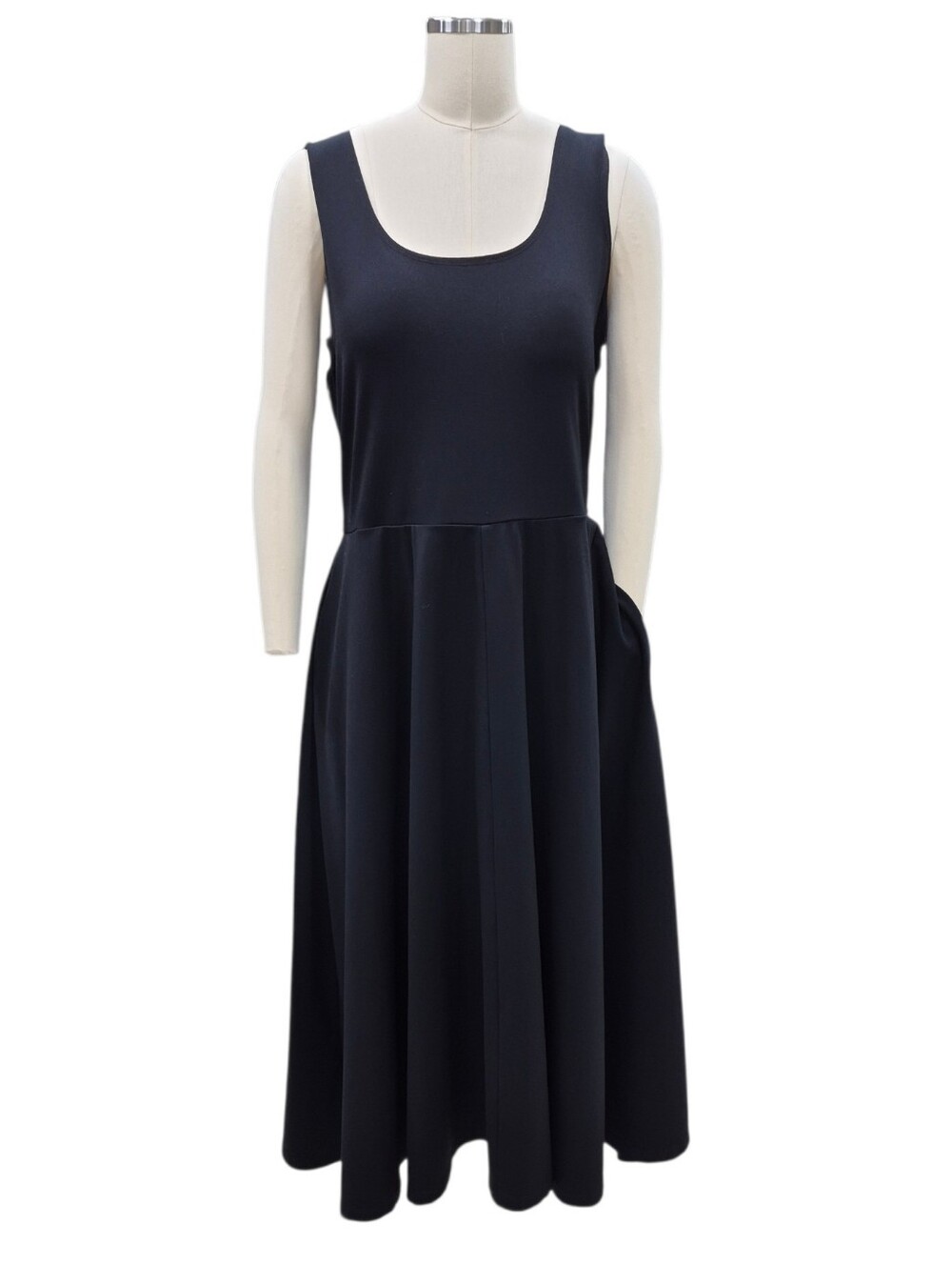 Alfani midi dress women's XL black sleeveless fit & flare stretch hidden pockets